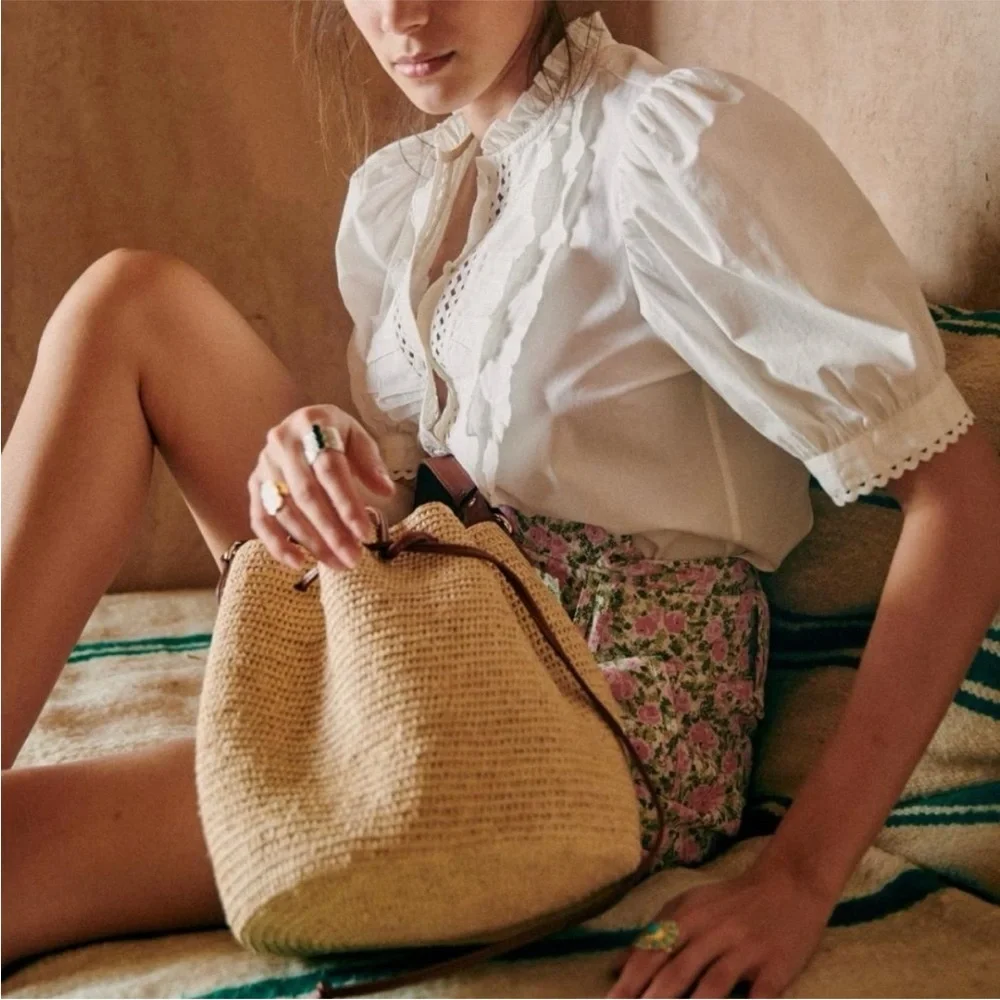 Sezane Waves Blouse in Ecru 36/4 - Picture 2 of 12